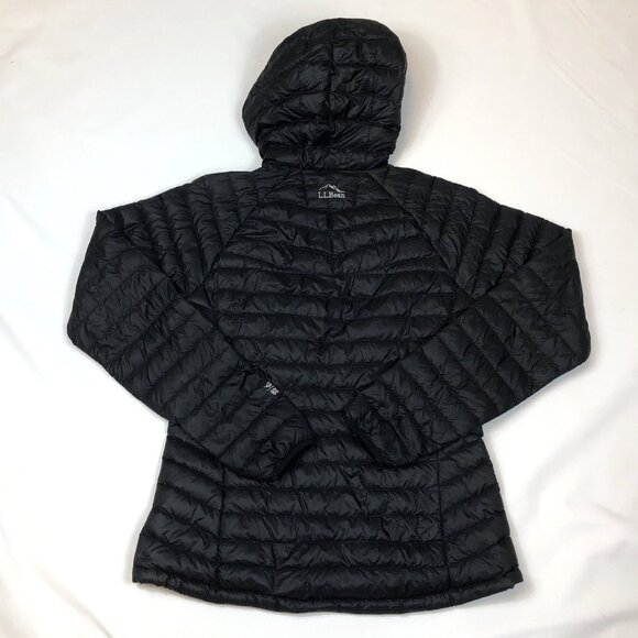 LL Bean Womens Goose Down 850 Downtek Black Ultralight Hooded Puffer Jacket XS - Picture 2 of 9